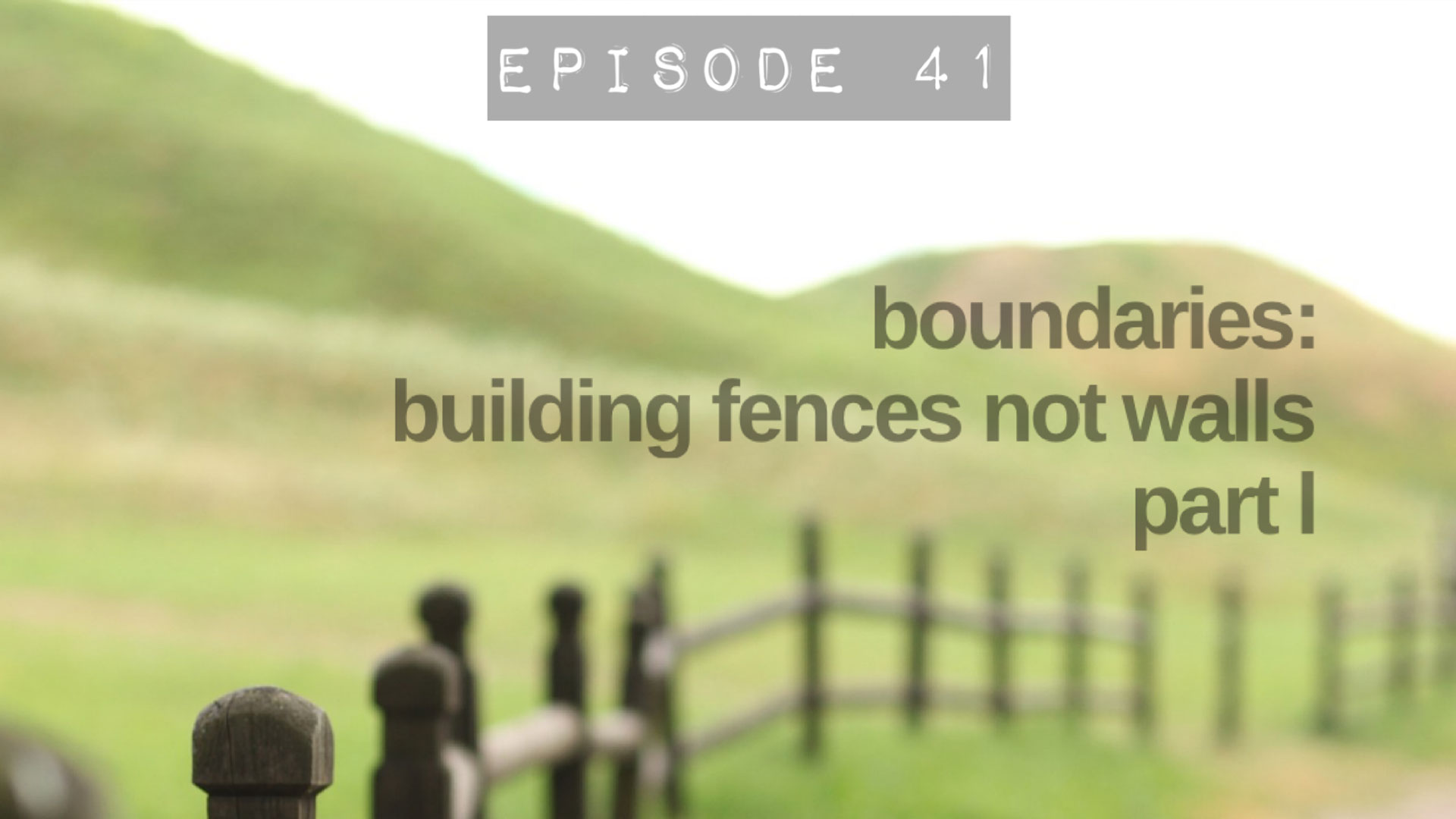 Episode 41 - Boundaries: Building Fences Not Walls (Part 1)